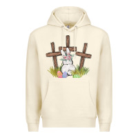 Sandshell floral watercolor easter bunny cross Premium Hoodie - MaliasSmallBusiness