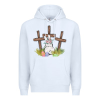 White floral watercolor easter bunny cross Premium Hoodie - MaliasSmallBusiness