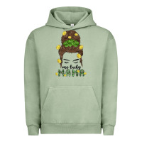 Pigment Oil Green one lucky mama Urban Hoodie - MaliasSmallBusiness