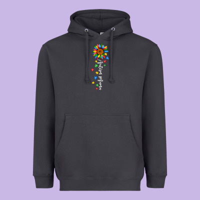 Autism Mama Sunflower White Heavyweight Hoodie Designed By Jahusdesignshop
