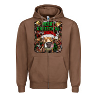Chestnut merry christmas heifer with cowbells Zipper Hoodie - RanaPortraitStore