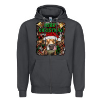Smoke merry christmas heifer with cowbells Zipper Hoodie - RanaPortraitStore