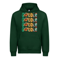 Forest Green Gobble till you wobble Thanksgiving turkey Urban Hoodie - NancyCooperArtShop