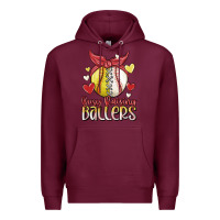 Burgundy busy raising ballers Premium Hoodie - MaliasSmallBusiness
