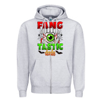 Heather Grey fang tastic dude Zipper Hoodie - Zillion Design Studio