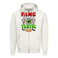 Oatmeal Heather fang tastic dude Zipper Hoodie - Zillion Design Studio