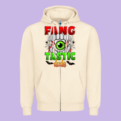 Fang Tastic Dude Zipper Hoodie Designed By Zillion Design Studio