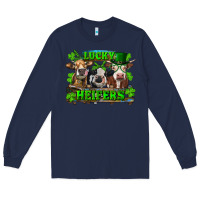 Navy St Patricks Day Lucky Heifers Long Sleeve Tee - RanaPortraitStore