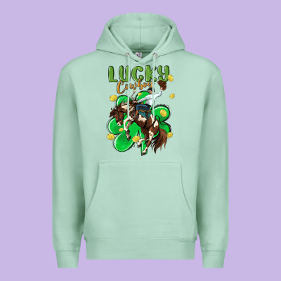 Lucky Cowboy Premium Hoodie Designed By Maliassmallbusiness