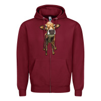 Burgundy heifer cow Zipper Hoodie - RanaPortraitStore