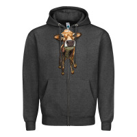 Charcoal Heather heifer cow Zipper Hoodie - RanaPortraitStore