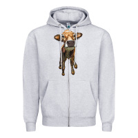 Heather Grey heifer cow Zipper Hoodie - RanaPortraitStore