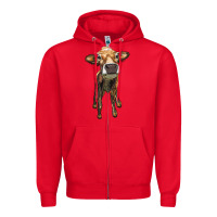 Red heifer cow Zipper Hoodie - RanaPortraitStore