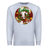 Heather Grey Christmas feeling jolly cow ornament Premium Sweatshirt - Artiststas