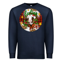 Navy Christmas feeling jolly cow ornament Premium Sweatshirt - Artiststas