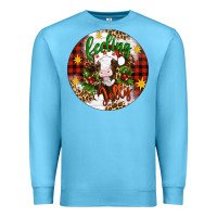 Ocean Blue Christmas feeling jolly cow ornament Premium Sweatshirt - Artiststas