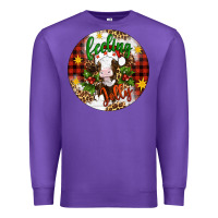 Purple Christmas feeling jolly cow ornament Premium Sweatshirt - Artiststas