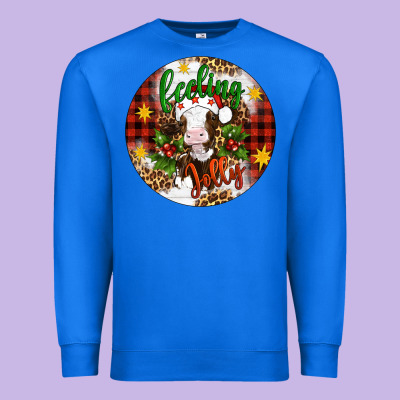 Christmas Feeling Jolly Cow Ornament Premium Sweatshirt Designed By Artiststas