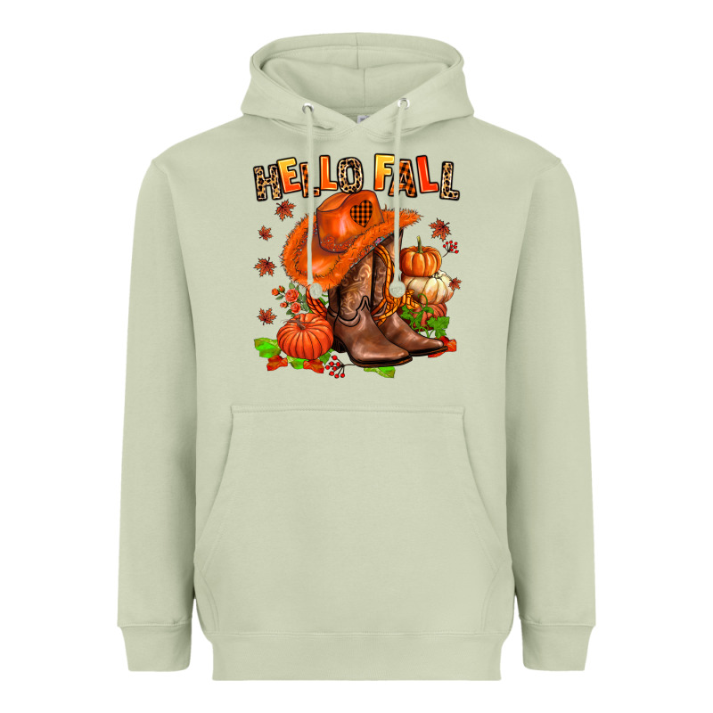 Hello Fall Pumpkins  Cowgirl  And Roses Heavyweight Hoodie by AdoDesignShop | Teevron