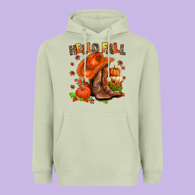 Hello Fall Pumpkins  Cowgirl  And Roses Heavyweight Hoodie Designed By Adodesignshop