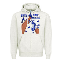 Oatmeal Heather I Have Two Moods Royal Blue Sneakers Afro Girl Zipper Hoodie - texasbilliewilder