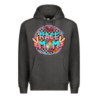 Charcoal Heather race mom with leopard and peace hand Premium Hoodie - AdoDesignShop