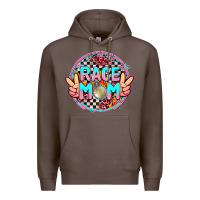 Coffee race mom with leopard and peace hand Premium Hoodie - AdoDesignShop