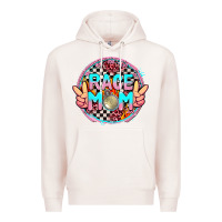Pale Pink race mom with leopard and peace hand Premium Hoodie - AdoDesignShop