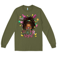 Army Green afro locs hair stylist messy bun tbw Long Sleeve Tee - texasbilliewilder