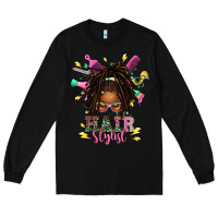 Black afro locs hair stylist messy bun tbw Long Sleeve Tee - texasbilliewilder