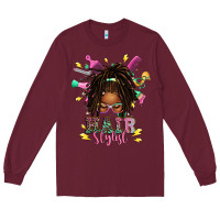 Burgundy afro locs hair stylist messy bun tbw Long Sleeve Tee - texasbilliewilder