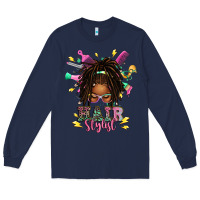 Navy afro locs hair stylist messy bun tbw Long Sleeve Tee - texasbilliewilder
