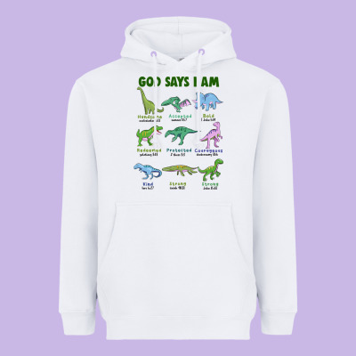 God Says I Am Dinosaurs Heavyweight Hoodie Designed By Jahusdesignshop