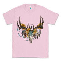 Bubblegum Pink boho deer skull sunflowers and gemstone Classic Tee - RanaPortraitStore