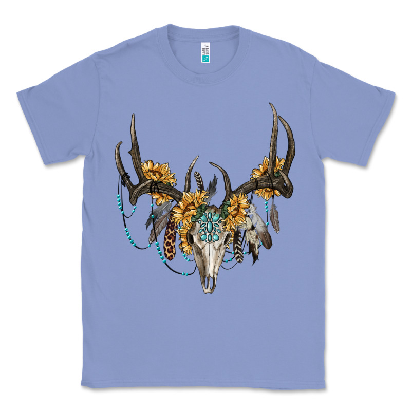 Boho Deer Skull Sunflowers And Gemstone Classic Tee by RanaPortraitStore | Teevron