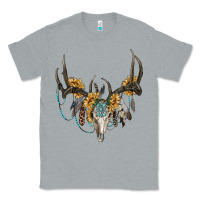 Heather Grey boho deer skull sunflowers and gemstone Classic Tee - RanaPortraitStore