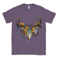 Lavender boho deer skull sunflowers and gemstone Classic Tee - RanaPortraitStore