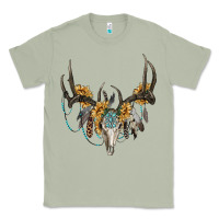 Matcha boho deer skull sunflowers and gemstone Classic Tee - RanaPortraitStore