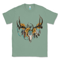 Sage boho deer skull sunflowers and gemstone Classic Tee - RanaPortraitStore