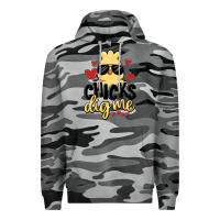 Slate Camo chicks dig me Premium Hoodie - MaliasSmallBusiness