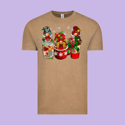 Christmas Coffee Gnome Vintage Tee Designed By Barkaloodesign