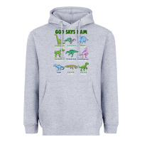 Heather Grey god says i am dinosaurs Heavyweight Hoodie - JahusDesignShop