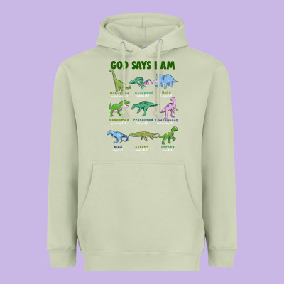 God Says I Am Dinosaurs Heavyweight Hoodie Designed By Jahusdesignshop