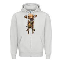 Dove Grey heifer cow with cow bell Zipper Hoodie - RanaPortraitStore