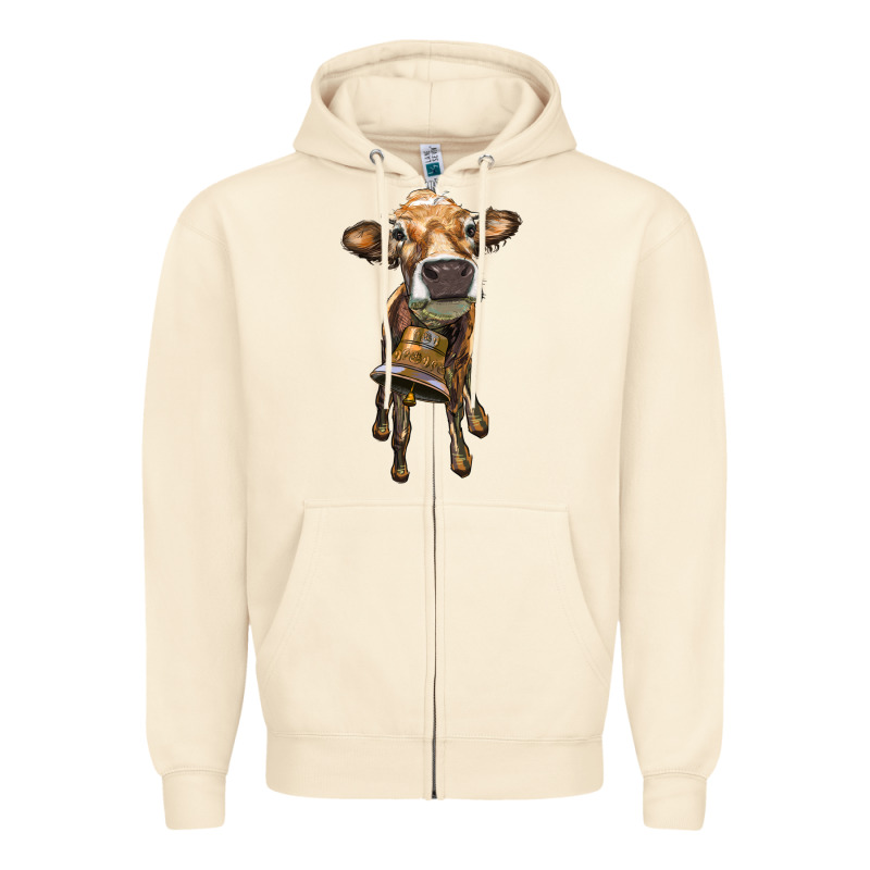 Heifer Cow With Cow Bell Zipper Hoodie by RanaPortraitStore | Teevron
