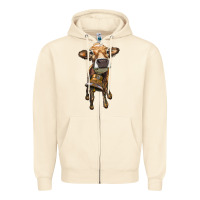 Sandshell heifer cow with cow bell Zipper Hoodie - RanaPortraitStore