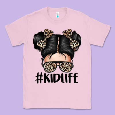 Kid Life Leopard Messy Bun Classic Tee Designed By Texasbilliewilder