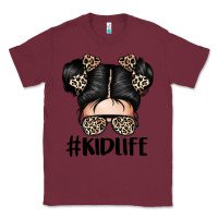 Burgundy kid life leopard messy bun Classic Tee - texasbilliewilder