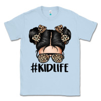 Dusty Blue kid life leopard messy bun Classic Tee - texasbilliewilder