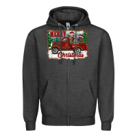 Charcoal Heather christmas truck with cows Zipper Hoodie - RanaPortraitStore